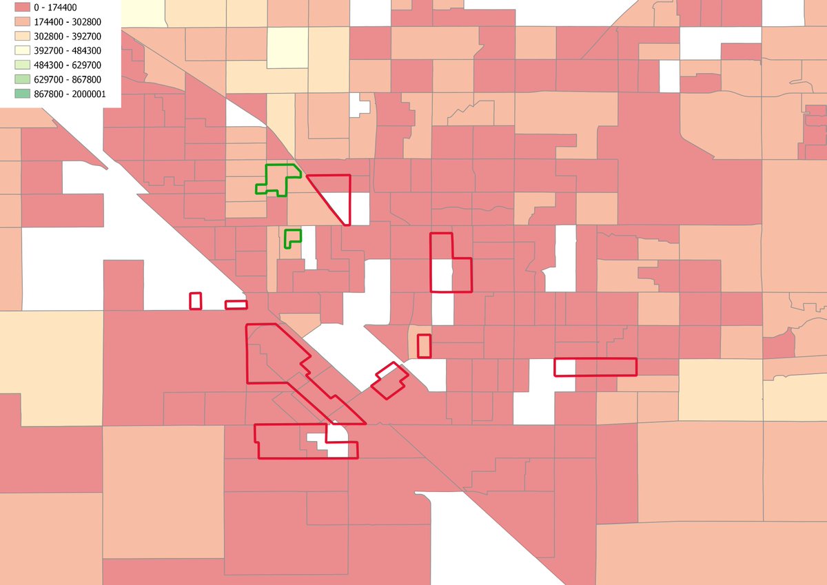 14. Here are median home values (divided up into quantiles)