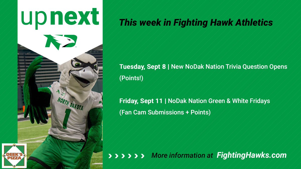 Points &amp; More Points! 

Are you a NoDak Nation member? Take advantage of weekly point opportunities!

What is NoDak Nation? Visit FightingHawks.com/NoDakNation