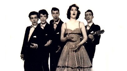 A story of remembering (and forgetting):Last weekend  @timhayward sent me a this pic. He’d been to see his mum who had visitors, Vernon and Gill. They were in this doo-wop band called The Sapphires - V’s on the L; Tim’s dad is next to him; G’s the girl, obvs.