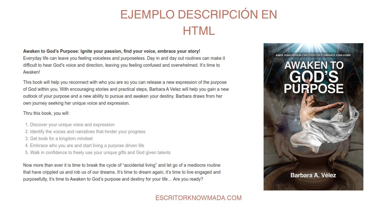 EKnowmada's tweet photo. Como parte de los servicios de autopublicación en Escritor Knowmada utilizamos HTML para la descripción de los libros. 
Contáctame para información de mis servicios: https://t.co/GDPAqW7dgs https://t.co/tOBWm7uaR1