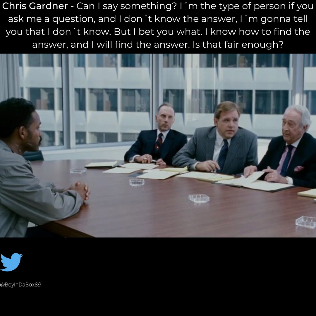 2. Not knowing is not the end of the road, not finding the answers is -  I used to give up in interviews by saying I don’t know  I never showed my interest to find the answers  Until I saw this movie, especially this interview  After that, rest is history