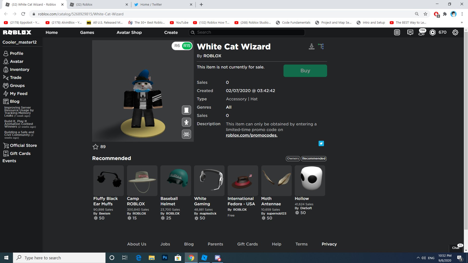 Choco Stick On Twitter Hi Quys Roblox Guys Released A New Promocode Item Pls Like And Retweet This Roblox Roblox Robloxdev Robloxdev - roblox codes white cat wizard