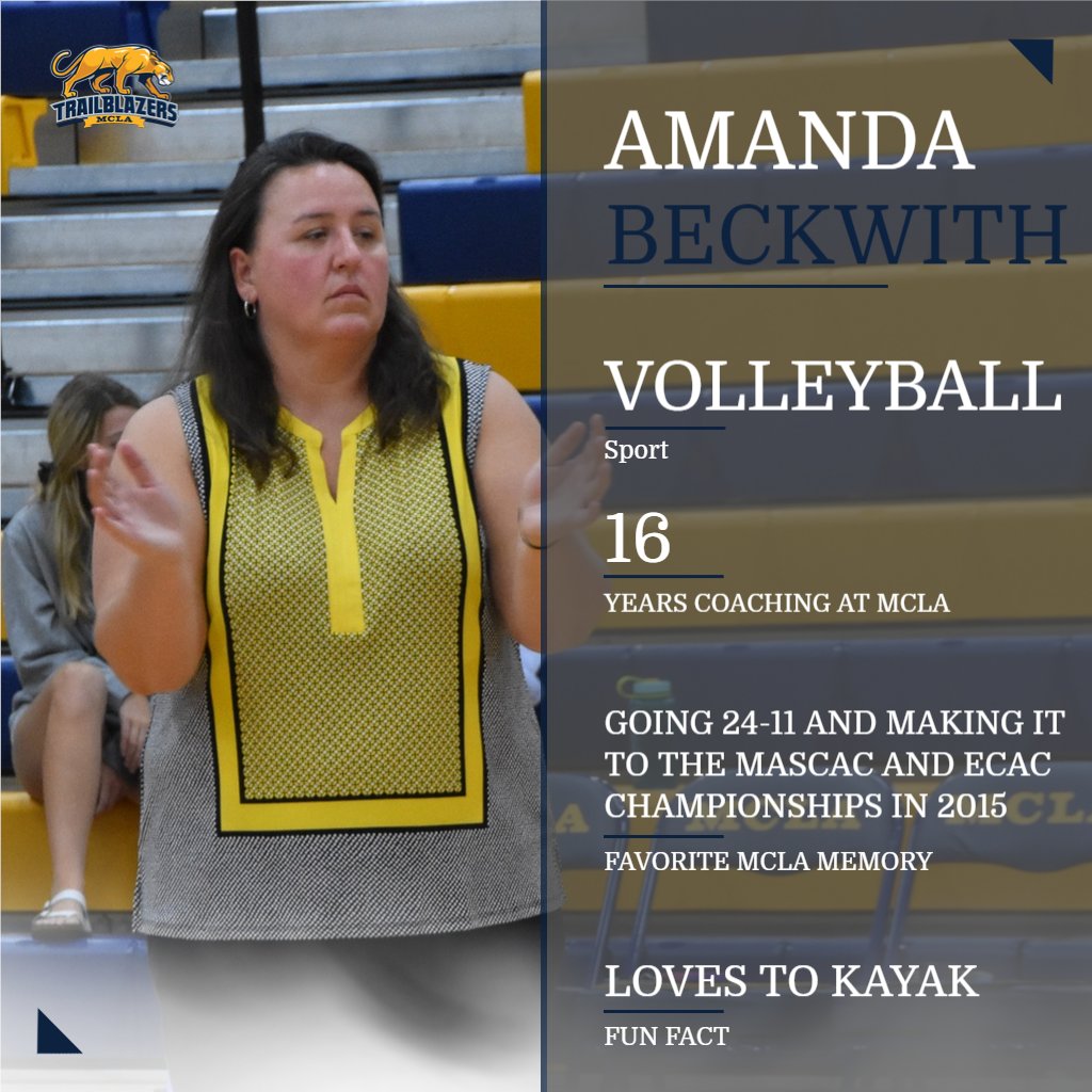 MCLAAthletics's tweet photo. "Meet the Staff" - our first feature series this fall looks at @MCLAVolleyball head coach Amanda Beckwith!  Coach Beckwith is entering her 17th season at MCLA!

@MCLA_EDU @MCLA_Alumni https://t.co/OPE0jPewG2