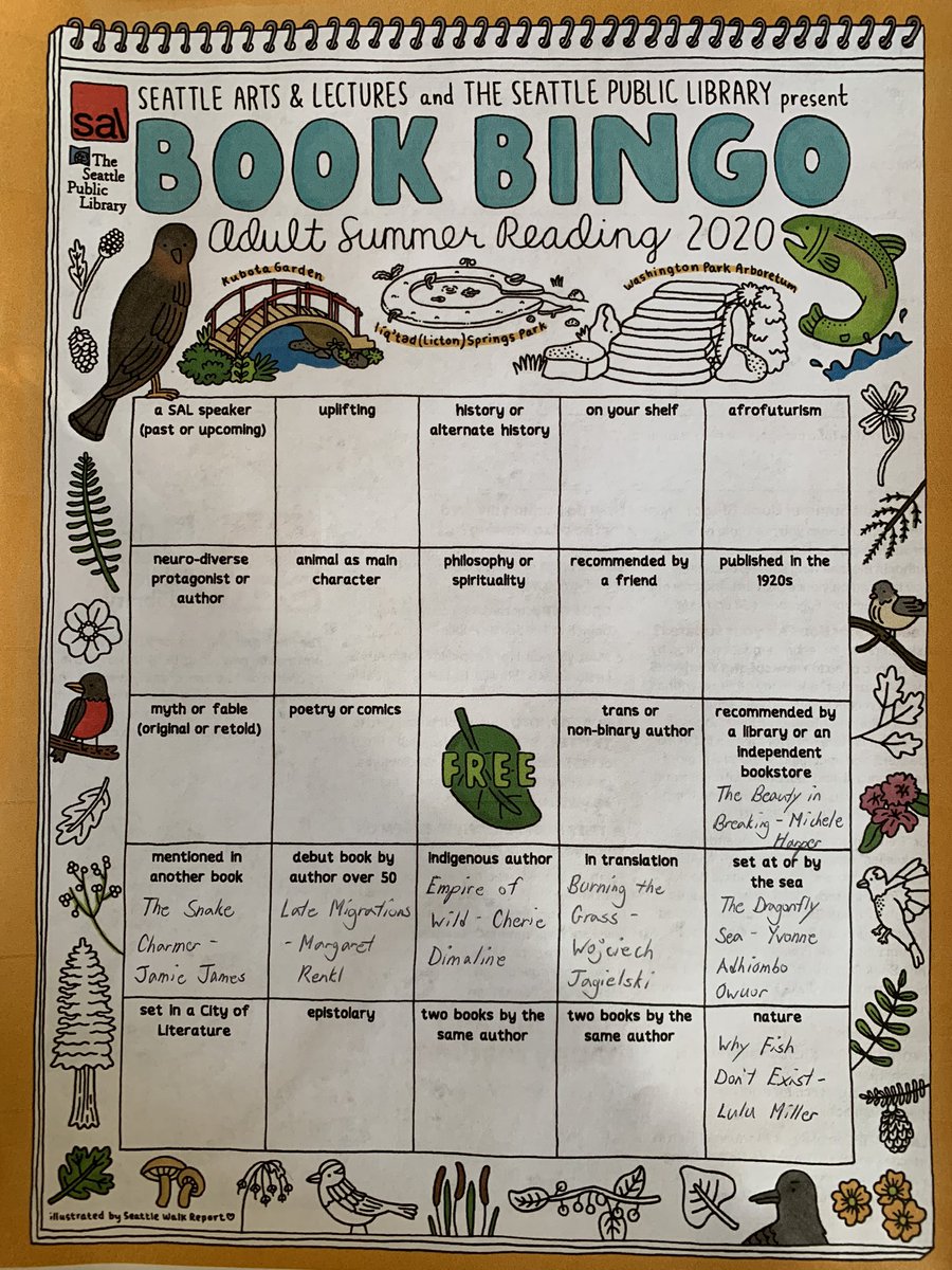 BunnyGirl_1's tweet photo. @SeaArtsLectures @SPLBuzz Loved the categories this year and I’m definitely going to finish the rest of the board! Enjoyed all these books, but would HIGHLY recommend The Dragonfly Sea by @AdhiamboKE #BookBingoNW2020 https://t.co/HFLFatAPCr