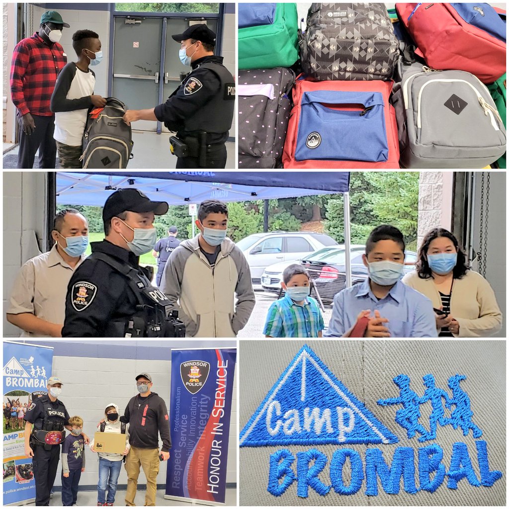 WindsorPolice's tweet photo. Today our Community Services Branch hosted a special gathering at our Training Branch. Although #CampBrombal for Grade 6 VIP students was cancelled this year, scheduled campers received back to school supplies &amp; a laptop💻 to help start their school year👍
https://t.co/55BZOTfPUl https://t.co/pCw5NBS9GD