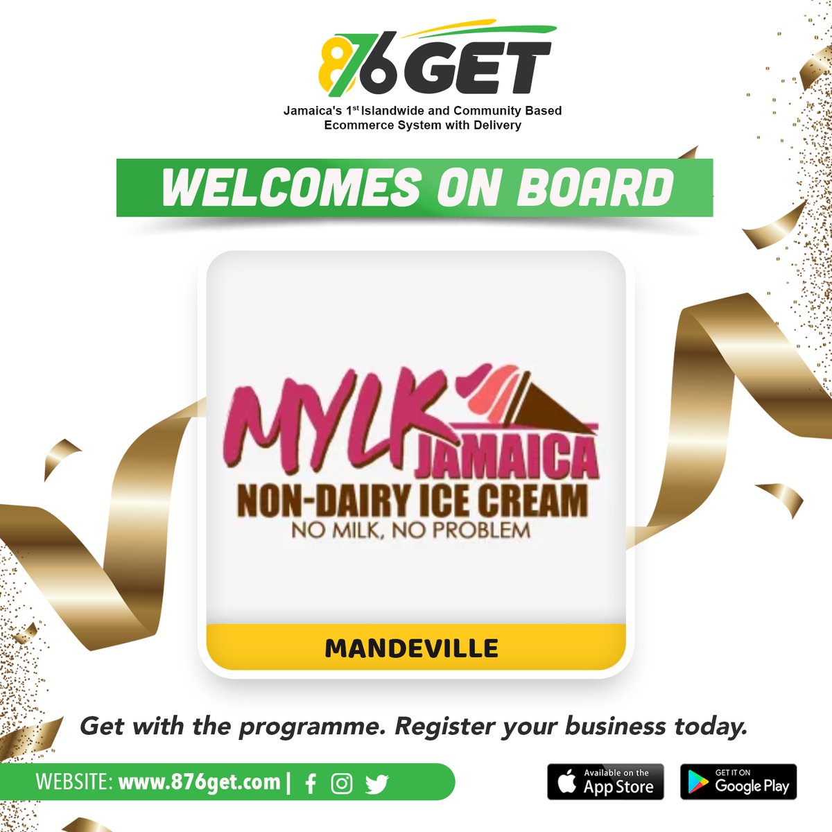 876Get's tweet image. We welcome Mylk Jamaica, Mandeville to 876Get. Get your delicious non-dairy ice cream delivered right to your door.

Download our app or visit our website 876get.com and order today

#876get #getthings #getdelivery #welcome #nondairy #icecream
