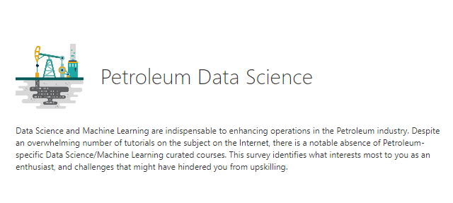 PO Arnold | アーノルド (@poarnold_) on Twitter photo What's your Ideal Petroleum Engineering Data Science Course? Don't leave me. Tell me about it.
#DataScience
#DataAnalytics
#Rstats
#MachineLearning
#oilandgas
#petroleum
forms.office.com/Pages/Response… What's your Ideal Petroleum Engineering Data Science Course? Don't leave me. Tell me about it.
#DataScience
#DataAnalytics
#Rstats
#MachineLearning
#oilandgas
#petroleum
forms.office.com/Pages/Response…