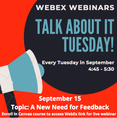 LisdLearns's tweet photo. Don't miss next week's Talk About It Tuesday webinar. We will be discussing feedback that matters for student learning. Enroll in the Canvas course below to access the webinar link. Book prizes and 1 hour of NTC #LISDtalks #LISDculture 
https://t.co/kirA5R0jxY https://t.co/G5SGB72HnS