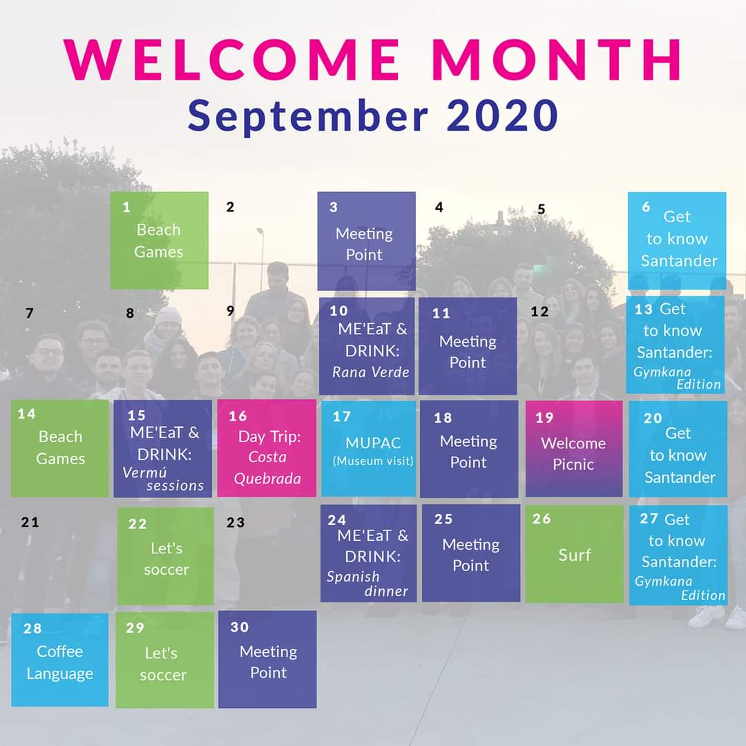 esnsantander's tweet photo. Ha llegado el #WelcomeMonth 🗓️
con las actividades preparadas para que nuestros #EstudiantesIntermacionales 🌍 disfruten al máximo del inicio de este nuevo año en #Santander conociendo a otros lugares estudiantes, voluntarios y voluntarias de #ESN y vuestro nuevo hogar 🧡 https://t.co/QL0O3dFffw