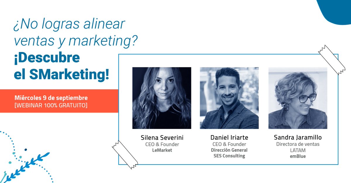 💬 Si en menos de una hora pudieras descubrir una innovadora técnica de marketing para vender mucho más, ¿no querrías aprovecharla? 🤪

¡Entonces qué esperas para conocer el #SMarketing en este webinar 100% gratuito!

¡Quedan pocas vacantes! ➜ bit.ly/3iaKGxp