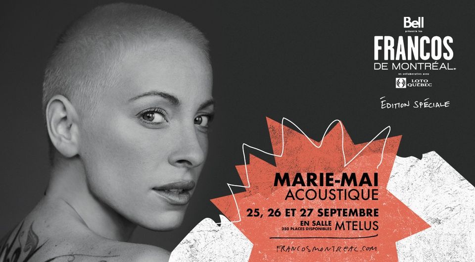 Nous sommes de retour!!! @MarieMaiReal sera avec nous du 25 au 27 septembre dans le cadre de l'édition spéciale 2020 des @FrancosMTL. Un concert acoustique et intime à ne pas manquer. 😍 Billets en vente ce vendredi.