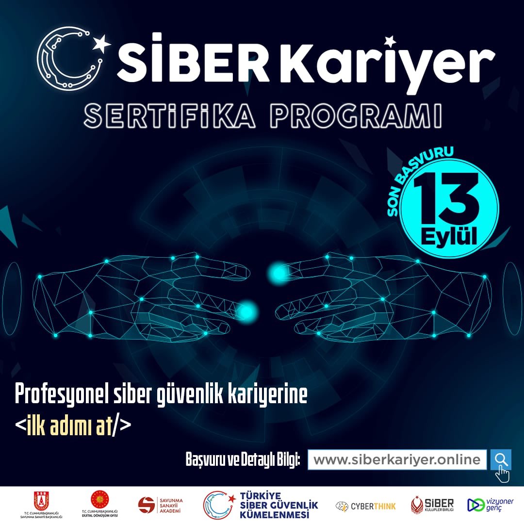 mardinartuklu's tweet image. 👉 Türkiye Siber Güvenlik Kümelenmesi, Yetenek Kapısı&apos;nda Siber Güvenlik Bitirme Projeleri Yarışması ve Siber Kariyer Sertifika Programı başlıklı 2 duyuru yayımlamıştır.