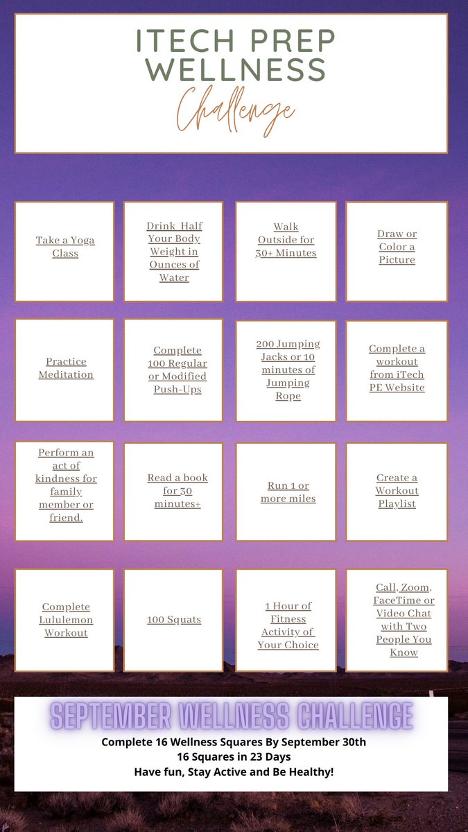 dbyrnevps's tweet image. iTech Prep September Wellness Challenge. Practicing healthy behaviors and promoting the importance of being well rounded in our health and wellness. @GregMJoy @iTechPrep @VancouverSD @SHAPEWA @dmeadevps