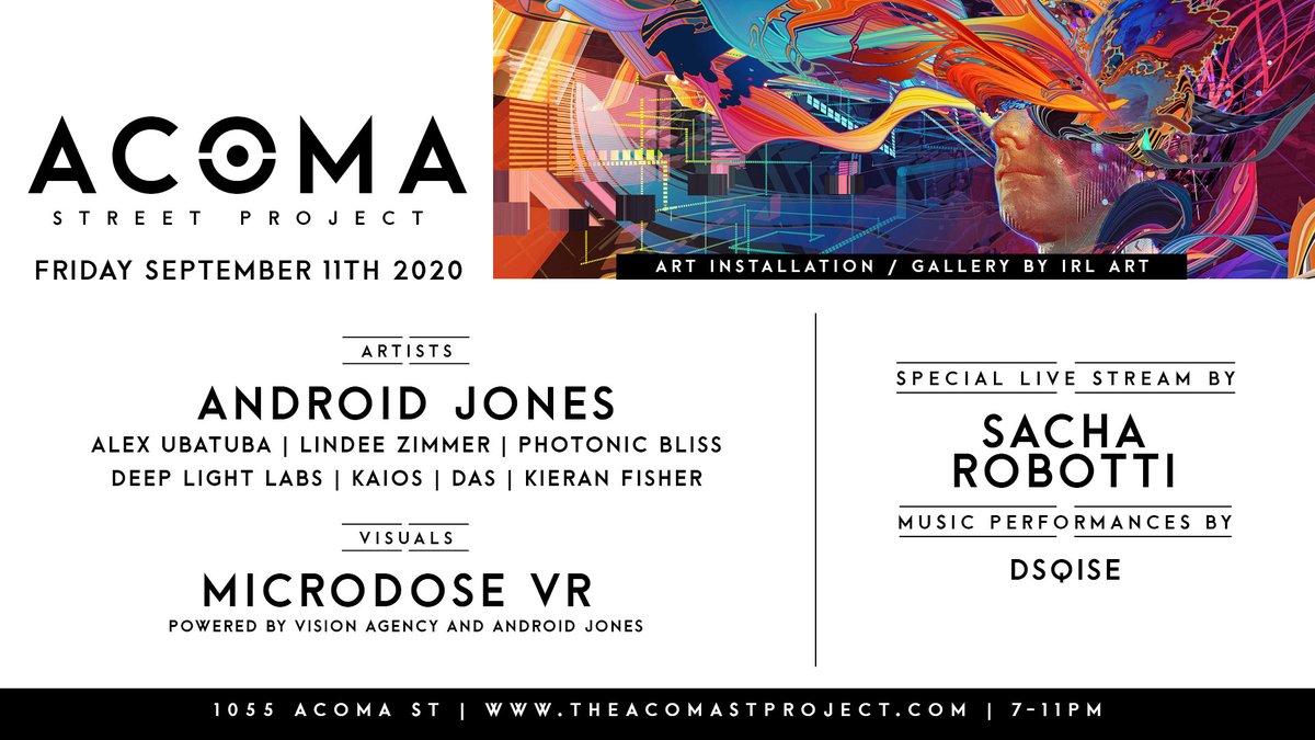 acomastproject's tweet photo. Friday, turn up with an exclusive @sacharobotti live stream at the #AcomaStreetProject. ✨
Tickets: https://t.co/Z3VOKvkVK6 https://t.co/vyw4jMoXKl
