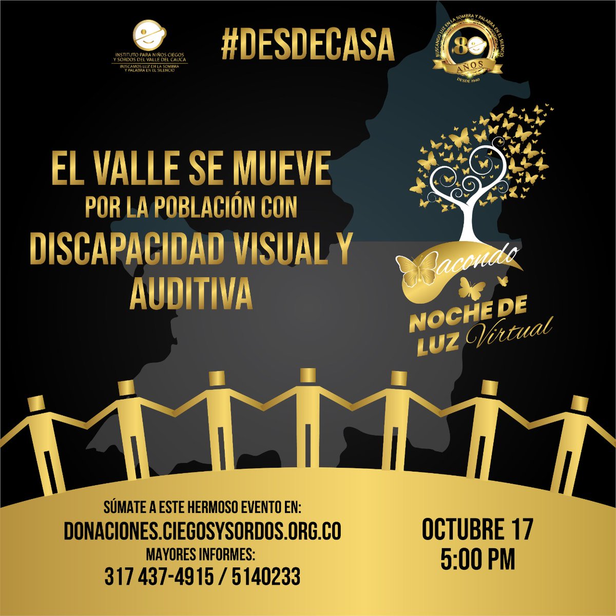 TwiterosCali's tweet photo. El Instituto para Niños Ciegos y Sordos invita a la #NocheDeLuz, el sábado 17 de octubre, a partir de las 5:00 pm, con transmisión por plataformas digitales.

Las donaciones se destinarán para programas de habilitación y rehabilitación de niños con discapacidad visual y auditiva. https://t.co/AxAfPSkzE1