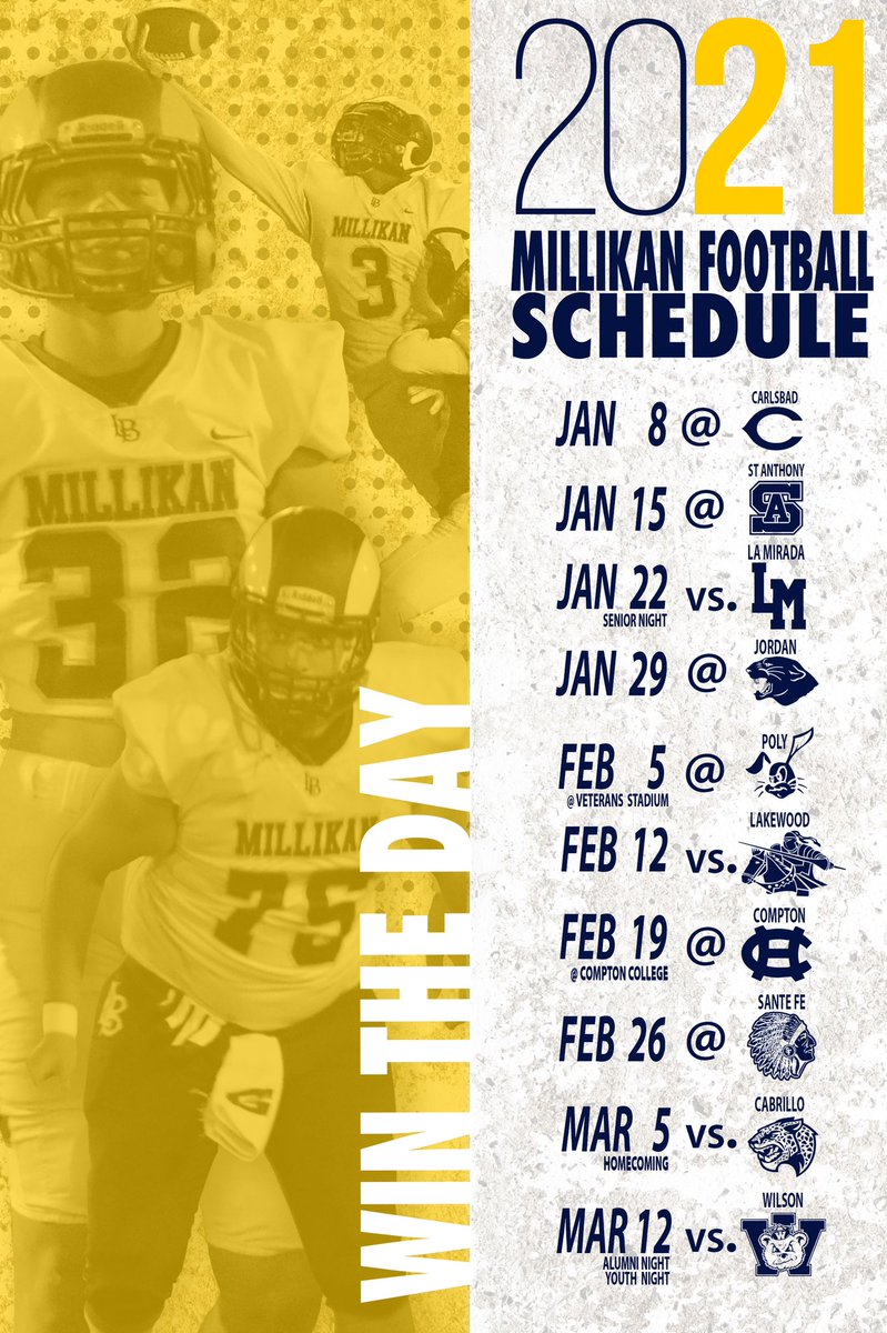 MillikanHSFB's tweet photo. Long Beach Millikan Football 2021 Covid Schedule. 🐏 #WinTheDay https://t.co/Vj2tm92aEo