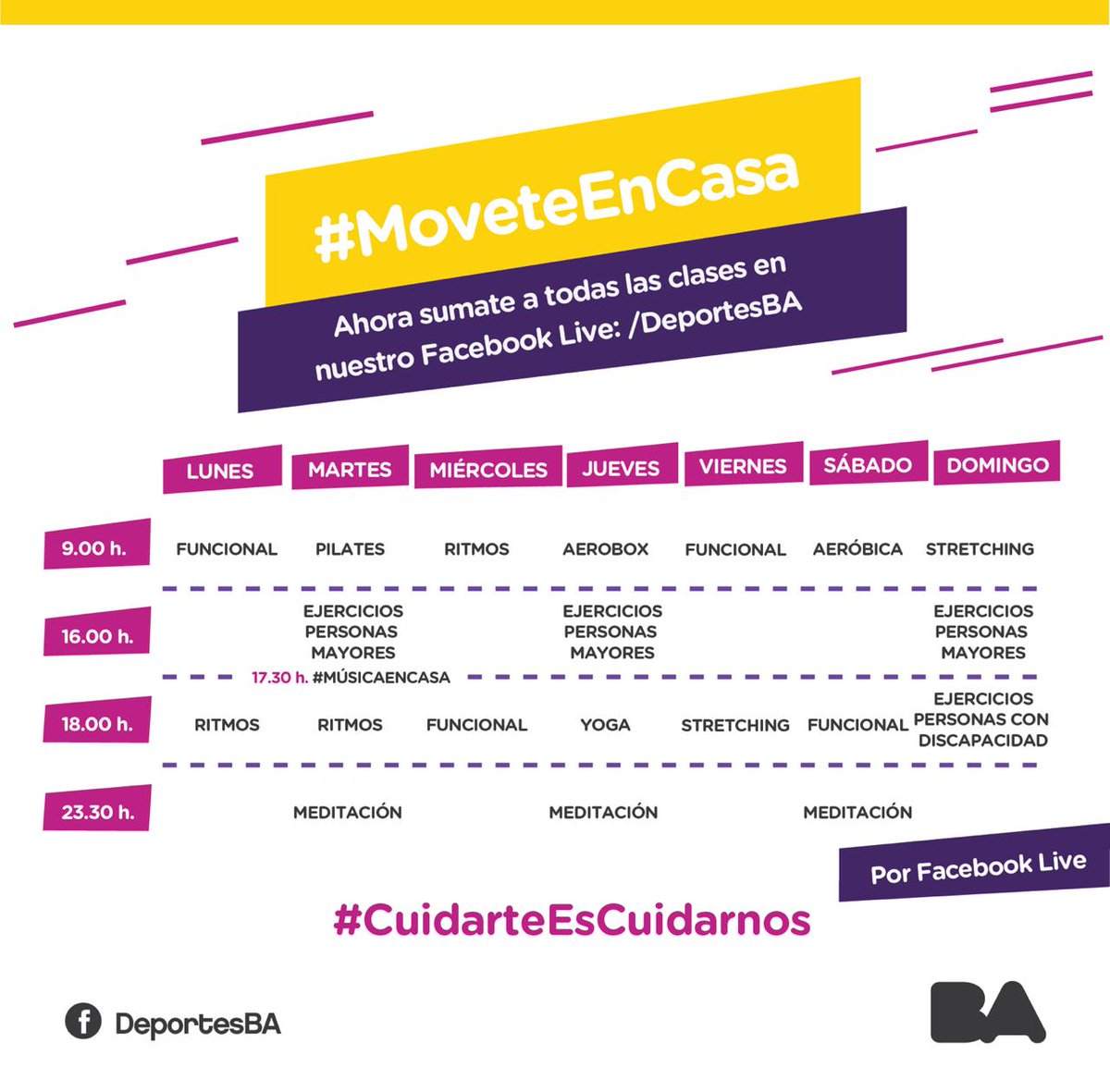 DeportesBA's tweet photo. #MoveteEnCasa La agenda de la semana en la Fan Page de Facebook de #DeportesBA https://t.co/he8564O61C