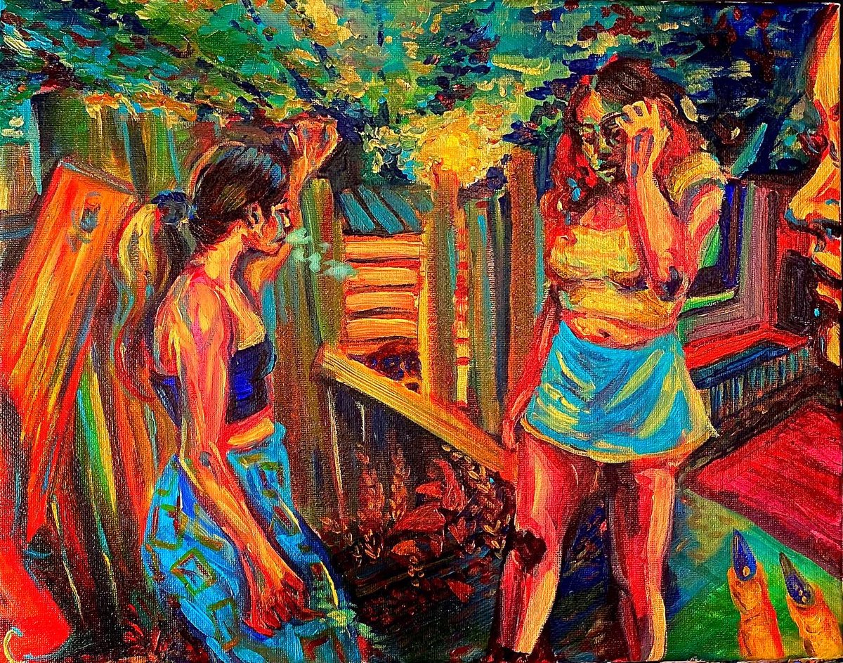 pov: you’re smoking w some baddies you just met at an art party
11x14. acrylic on canvas.
