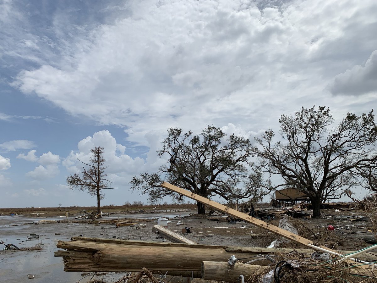Residents told me this intersection essentially constituted “downtown” in Creole, La., with a little restaurant and quick stop, and it’s pretty much wiped out.