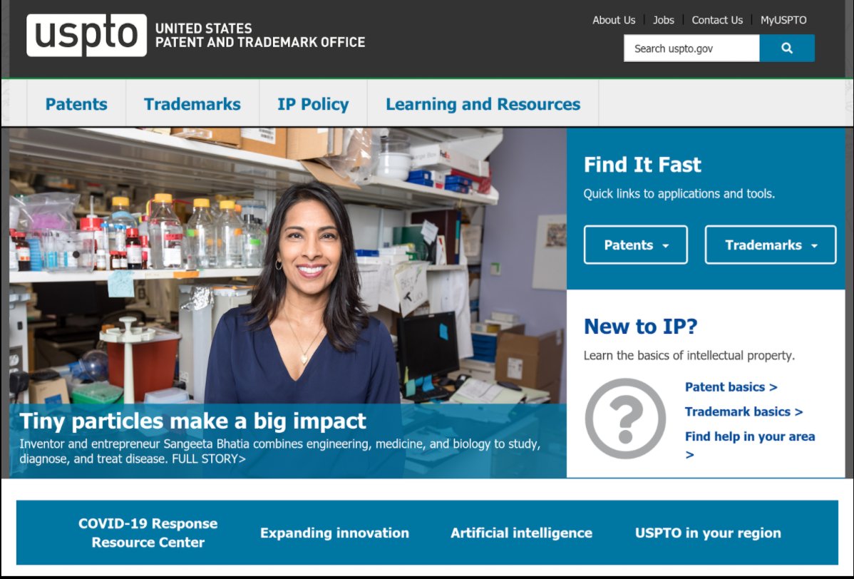 The first thing we do, let's go to: https://www.uspto.gov&nbsp;