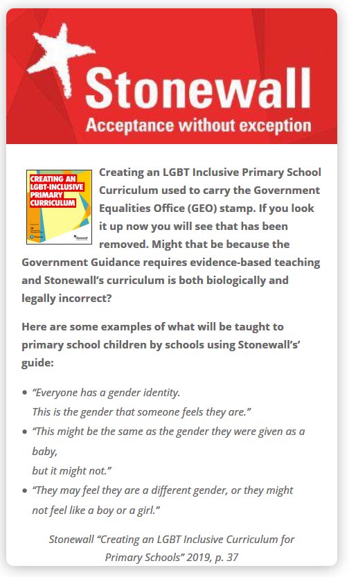 We see the teachings of these groups as potentially harmful propaganda. First up:  @Stonewall.org.uk. Let’s see what it teaches.