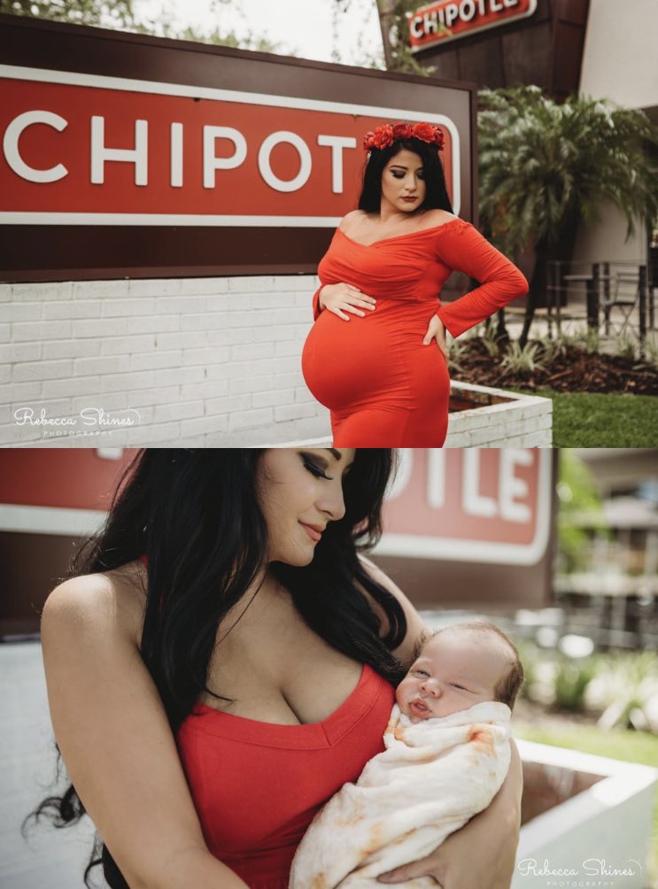 ThatJordanLGirl's tweet photo. @ChipotleTweets’s first ever maternity shoot AND newborn session❤️🌯 Can’t wait for his first birthday burrito smash💋 https://t.co/2DhWKN6KJz