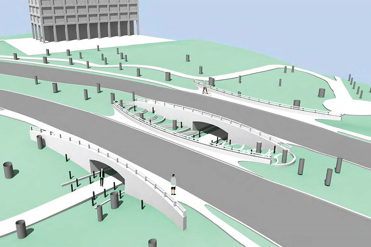 MRIF_Quebec's tweet photo. 🌉🍃Deux ponts intégrant du verre récupéré seront construits en première mondiale à Montréal, une #innovationverte signée @MTL_Ville @LaSAQ_officiel et @genieUdeS en matière d'infrastructure durable! 
Crédit maquette 📸 Firme Provencher_Roy
➡️https://t.co/0o2q6Pu2zy https://t.co/OyPCJwF1t8