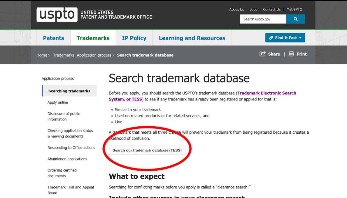 Then (and this is where it really starts to get interesting) let's click on:Search our trademark database (TESS) http://tmsearch.uspto.gov&nbsp;