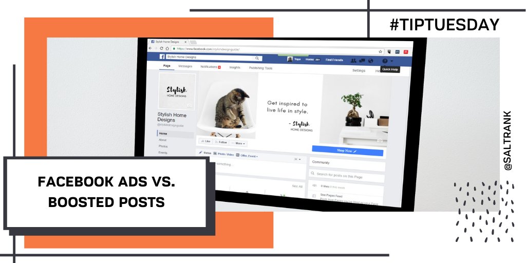 saltrank's tweet photo. Facebook Ad vs a Boosted Post

#BoostedPost
- More engagement on a specific post
- Brand awareness

#FacebookAd
- Targeted audience
- Different types and outcomes (traffic, leads, engagement, reach, conversion, etc.) https://t.co/JT21awUpFs