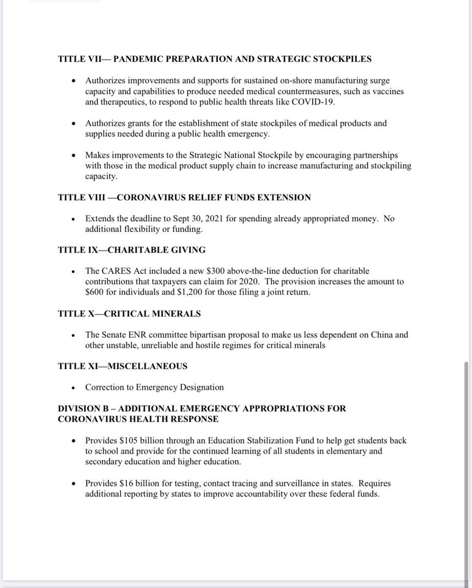 It would essentially codify Trump executive order on jobless benefits. It also would provide two years of tax credits for people to use for private schools (a school choice plan promoted by Cruz and others), would extend PPP by $257B, provide $16B for testing, $105B for schools.