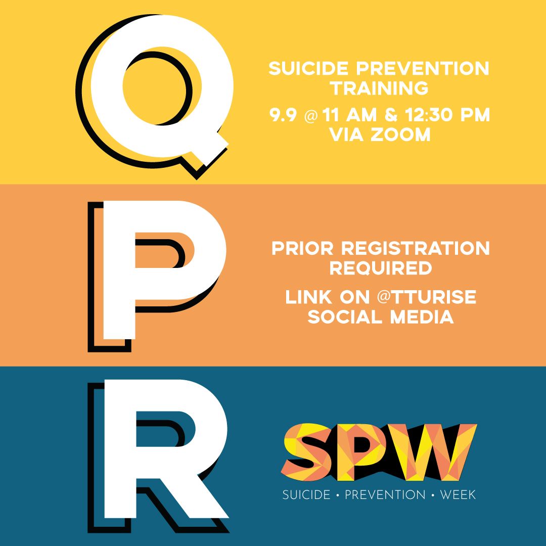TTURISE's tweet photo. Suicide Prevention Week is here! Click to see what RISE is doing this week to bring awareness, hope, and support to TTU. Check out our site for more SPW info: https://t.co/OT7OA2spSW. We'll see you tomorrow ☀️ #TTUSPW
.
#tturise #ttu24 #suicideprevention #suicidepreventionmonth https://t.co/3t08qgKfjv