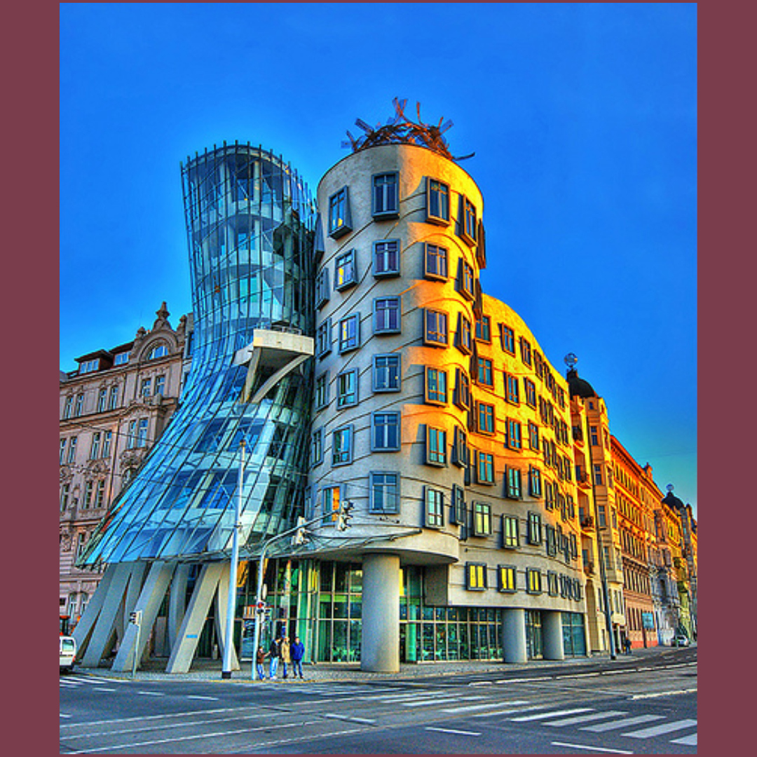 SkyfordL's tweet image. For #architecturetuesday, we are featuring another of Derek&apos;s influences, Frank Gehry. Dancing House aka Fred &amp;amp; Ginger (after Fred Astaire &amp;amp; Ginger Rogers) is in Prague and El would love it! -L.Ford
#architecture #architect #character #MCresearch #frankgehry #prague #dancinghouse