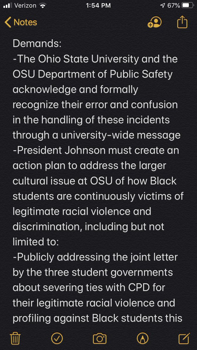 Please send the following list of demands to these  @OhioState officials:Senior VP Jay Kasey: Kasey.3@osu.eduPresident Johnson: President.Johnson@osu.eduDirector of Department of Public Safety: Moll.43@osu.edu #BlackLivesMatter    #Solidarity