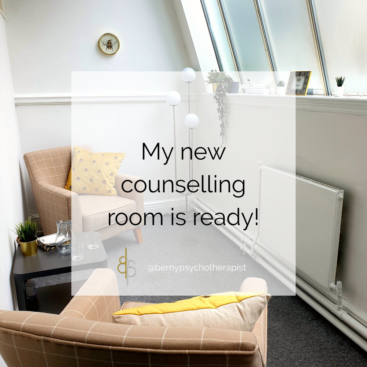 I'm a little bit biased but SO proud of <a href="/BBSansome/">Berny Sansome</a> who today, officially opened the doors to her new #counselling &amp; #psychotherapy room, after starting her #privatepractice just 1 year ago. And the room looks fab! #personcentred #Manchester <a href="/BACP/">BACP</a> bit.ly/2Ff1chp