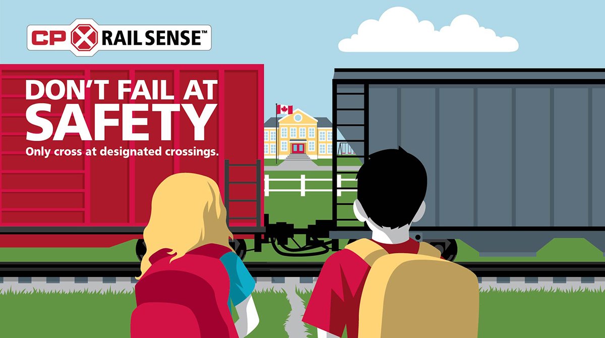 AAR_FreightRail's tweet photo. RT @CanadianPacific: Help kids get a passing grade on safety this year. Teach them to only use marked railway crossings and never take a shortcut. Let’s make sure everyone has a great year! #CPRailsense #BackToSchool2020 @olinational @oplifesaver https://t.co/bPHja1U2Va