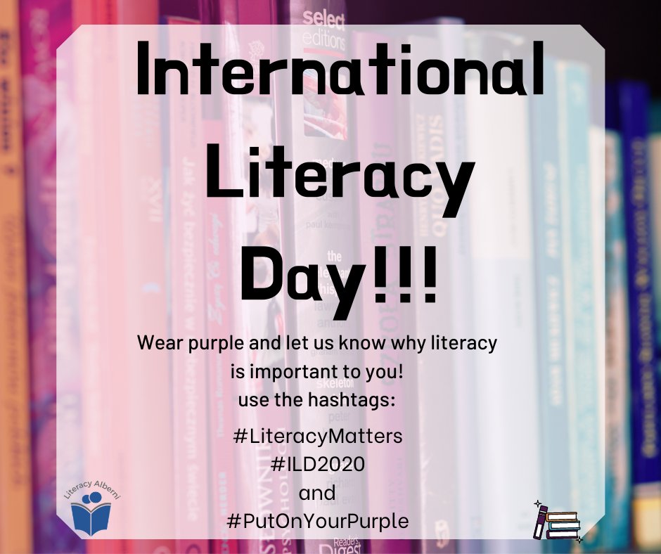 It's International Literacy Day! 
Join us in a day of celebrating literacy, and why it matters to everyone!
Put on your purple today, and tell us why literacy is important to you! Then, tag us &amp; <a href="/decodaliteracy/">Decoda Literacy Solutions</a>, and use the hashtags:
#LiteracyMatters #ILD2020 #PutOnYourPuple !