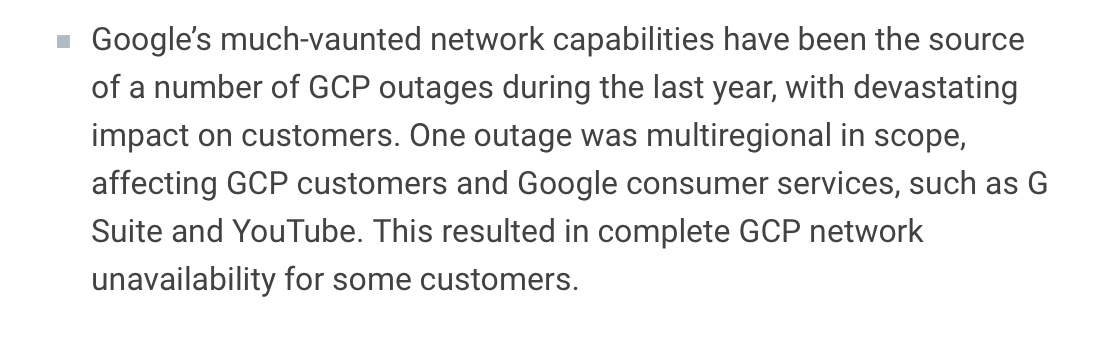 There's a win buried in here. "Devastating customer impact" beats "and nobody much noticed or cared" I suppose. And this hints that G-Suite and YouTube might run atop  @gcpcloud! Or they have issues with failure domains. Hmm...