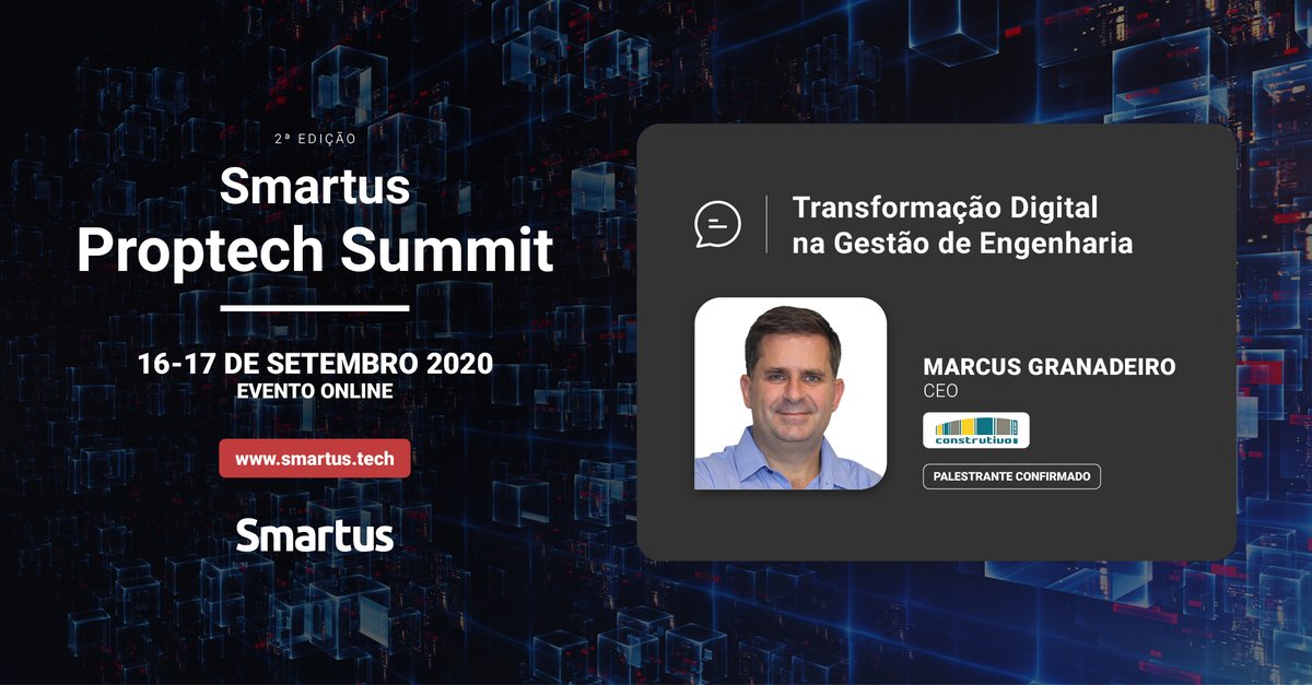 smartusbr's tweet image. Especialista em tecnologia e sistemas voltados para o mercado imobiliário, Marcus Granadeiro, CEO do Construtivo, palestra sobre o conceito de software as a service para incorporadoras. Participe do Smartus Proptech Summit 2020: bit.ly/spsum20 #SmartusProptechSummit