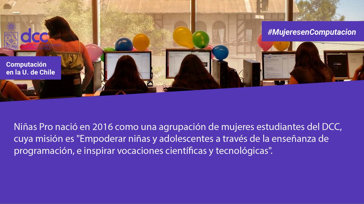dccuchile's tweet image. ¿Sabías que @ninasPro nació como una iniciativa de mujeres estudiantes del #DCCUChile? Actualmente se encuentran planificando actividades virtuales para llegar a más mujeres, con el fin de inspirarlas y motivarlas a conocer las #STEM. Más información en: ninaspro.cl