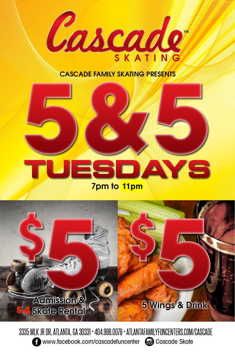 EricBlack41's tweet image. $5 Wings $5 Admission Tuesday Family Session 7p-11p &amp;amp; FREE Tickets to 20th Anniversary Celebration @ Cascade Skating Rink - mailchi.mp/b9ffc5f6090b/4…