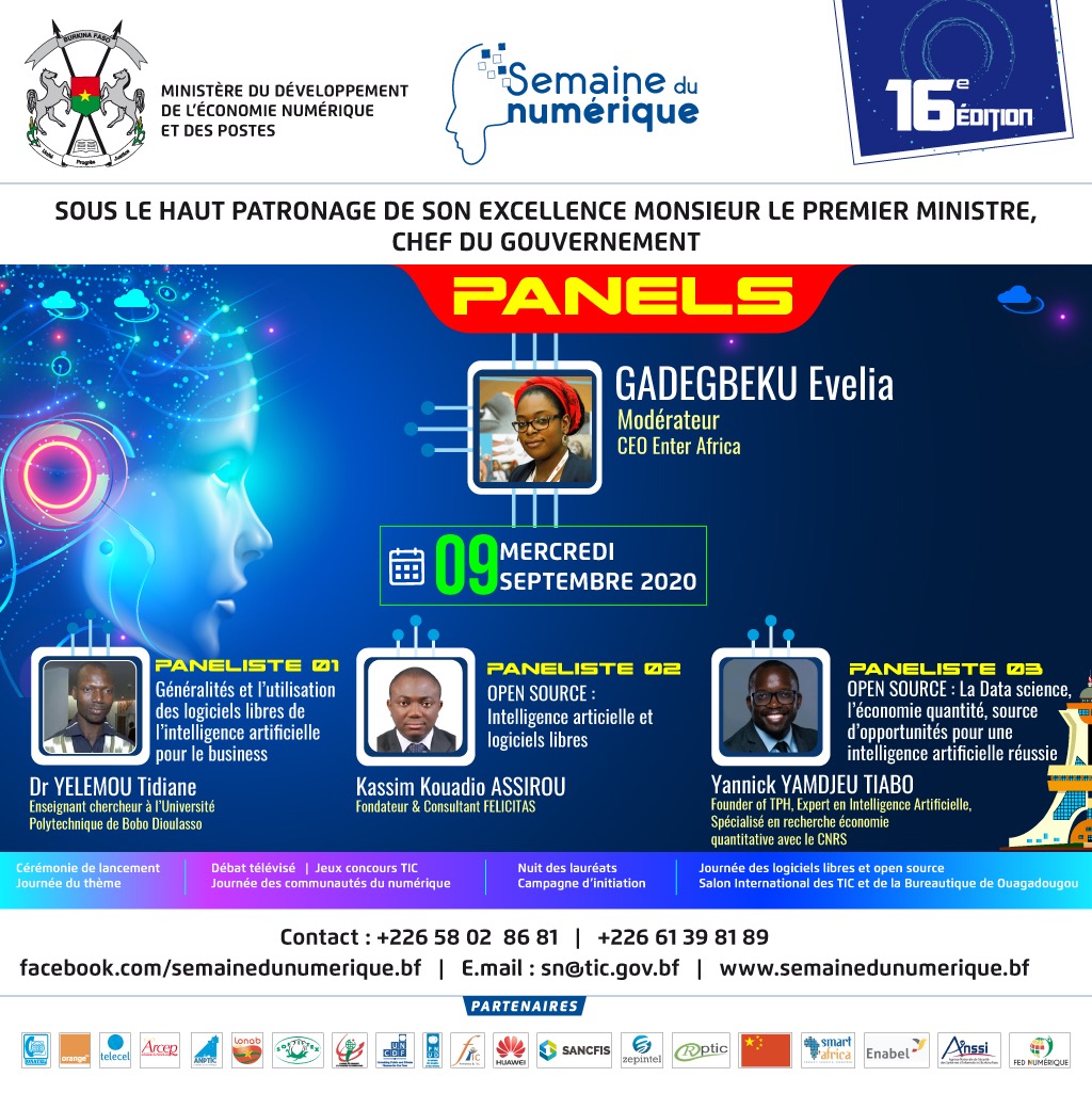 KK_ASSIROU's tweet photo. C'est avec plaisir que j'interviendrai ce mercredi 09/09 en tant que panéliste lors de la Semaine du Numérique #SN2020 à #Ouagadougou pour parler #IntelligenceArtificielle et #OpenSource dans la #TranformationDigitale en #Afrique ! #AI4Everyone #LearnOpenSource #DisruptiveTech https://t.co/8VNHVWVMxL