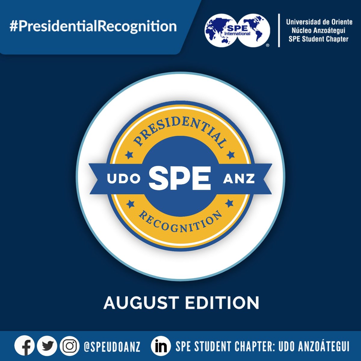 SPEUDOAnz's tweet photo. !Felicidades a nuestro Secretary!🏆🎉👏🏻Por recibir el Presidential Recognition for Members de la SPE Universidad de Oriente Núcleo Anzoátegui.🎖️
Tags: #SPEUDOAnz #PresidentialRecognition #Congratulations #ThinkBig #ThinkSmart #ThinkSPE #WeAreSPE https://t.co/JkNQbl3JAv