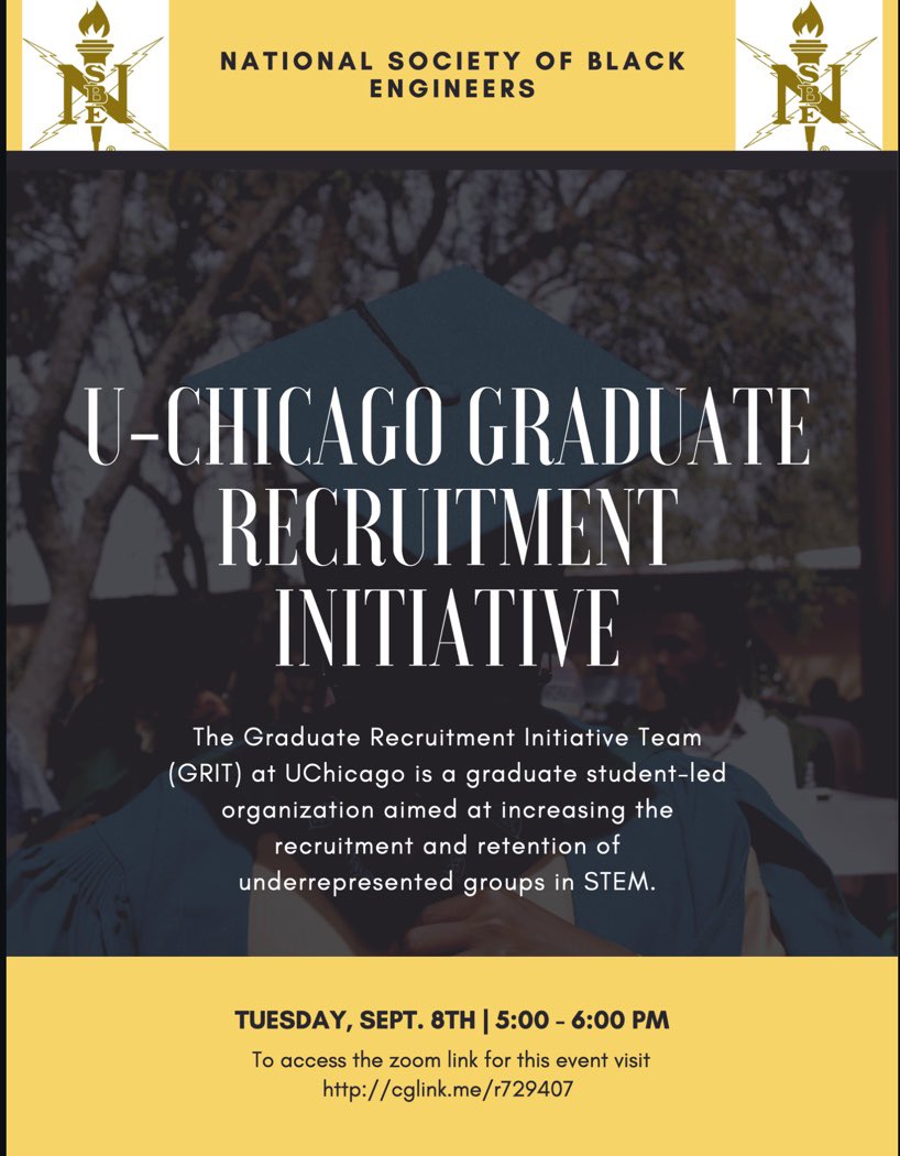 NSBE_UIUC's tweet photo. Hey NSBE fam! Are you interested in grad-school? Join us as GRIT teaches us how to increase your chances of being accepted! Tonight at 5:00 pm! https://t.co/JHrcKXvAAa