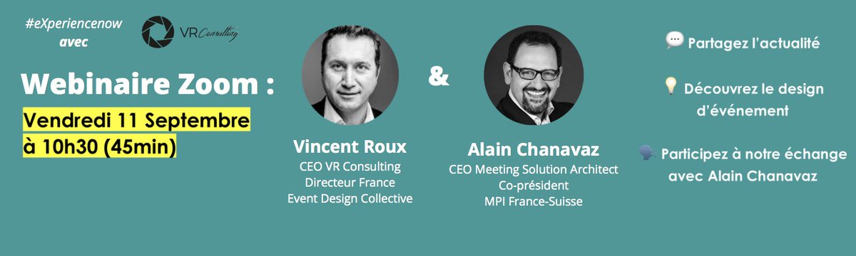 vroux's tweet photo. #eXperiencenow Vendredi 11 Sept à 10h30 - webinaire
"L'importance du design d'événements en ligne, hybrides ou présentiels" avec @achanavaz @MPIFranceSuisse ✔ https://t.co/fOukpJQZLY