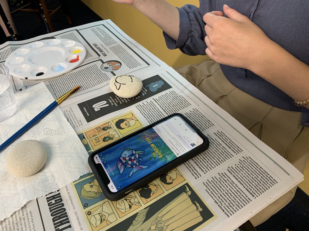 USMBoz's tweet photo. First meeting of Tower 6 - USM’s senior capstone. Painting kindness rocks. @LifeAtUSM @KateGay1964 #usmfac https://t.co/jzJshQ0U5n