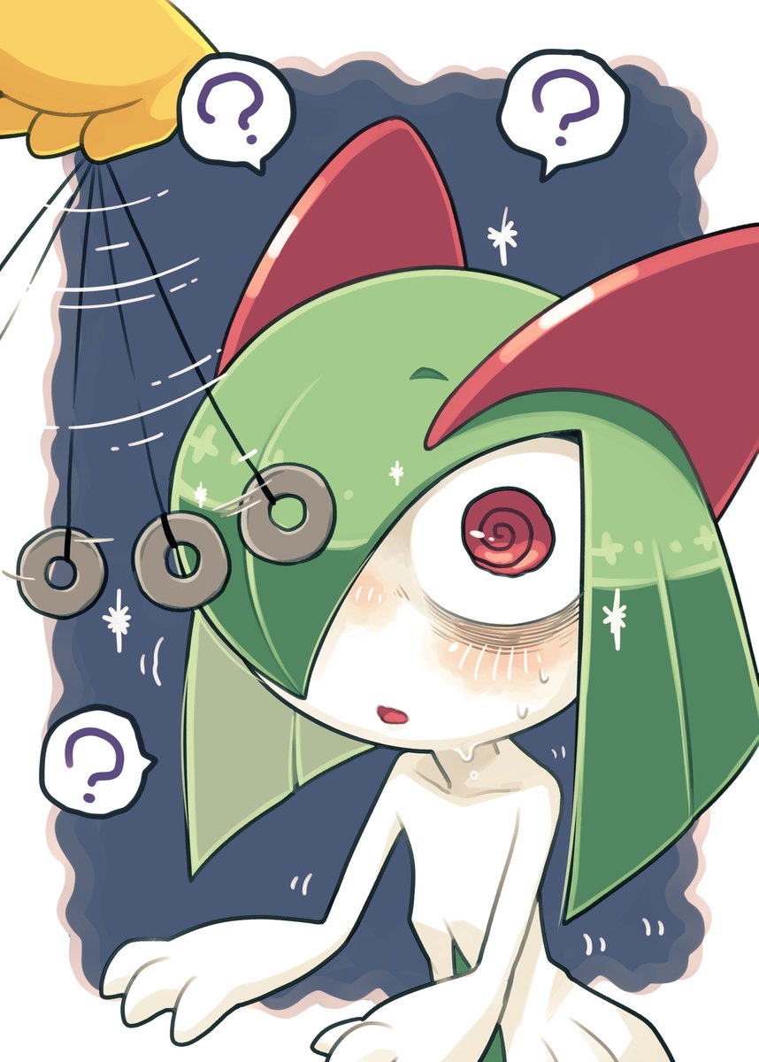 kirlia pokemon (creature) ? mind control green hair sweat two-tone skin multicolored skin  illustration images