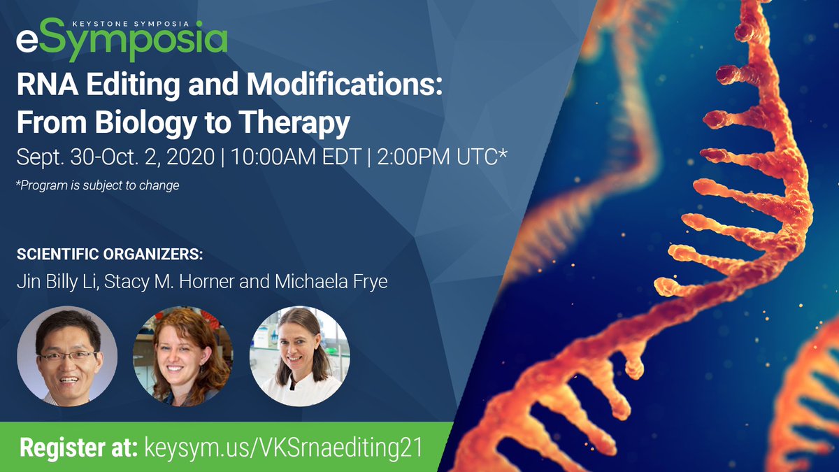 KeystoneSymp's tweet photo. Join us to explore growing applications of #RNAediting, described in @Labiotech_eu below, at virtual #eSymposia this October.

Abstract submissions &amp; Scholarship applications for FREE registration are due TOMORROW 9/9. 

https://t.co/DZYoETWghF

https://t.co/wsoD4d6Xf0 https://t.co/iI6Tnz4wDu
