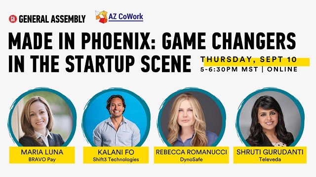 Tune in this Thursday, 9/10 at 5PM PST as some of Phoenix’s innovators and creators share their journey and tips on creating a unique product, service, or brand that pushing the boundaries. 🙋🏻‍♀️🙋🏼‍♂️💻

RSVP Online: GA.CO/MADEINPHX

#yesPHX #localfirstAZ #arizonaentrepreneurs