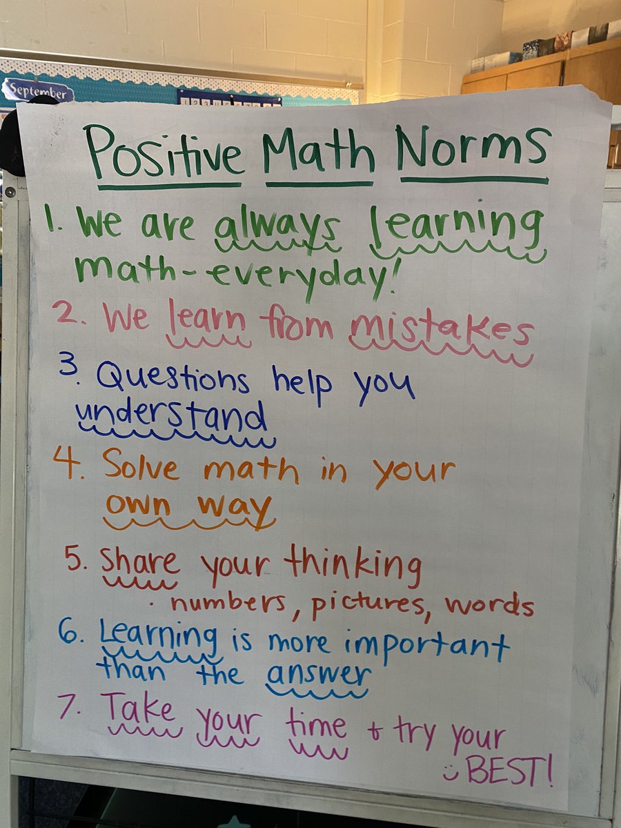 kayleyheeter's tweet photo. Spent time discussing the @youcubed math norms and turning them into our own words for second grade! #GrowthMindset https://t.co/XeXcIltnZ2
