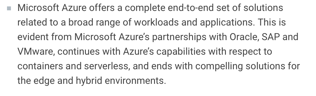 " @azure offers a complete end-to-end set of solutions that if you're not an existing big-e Enterprise shop using lots of Microsoft you're going to freaking hate."